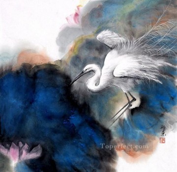 traditional Painting - Egret in clouds traditional China